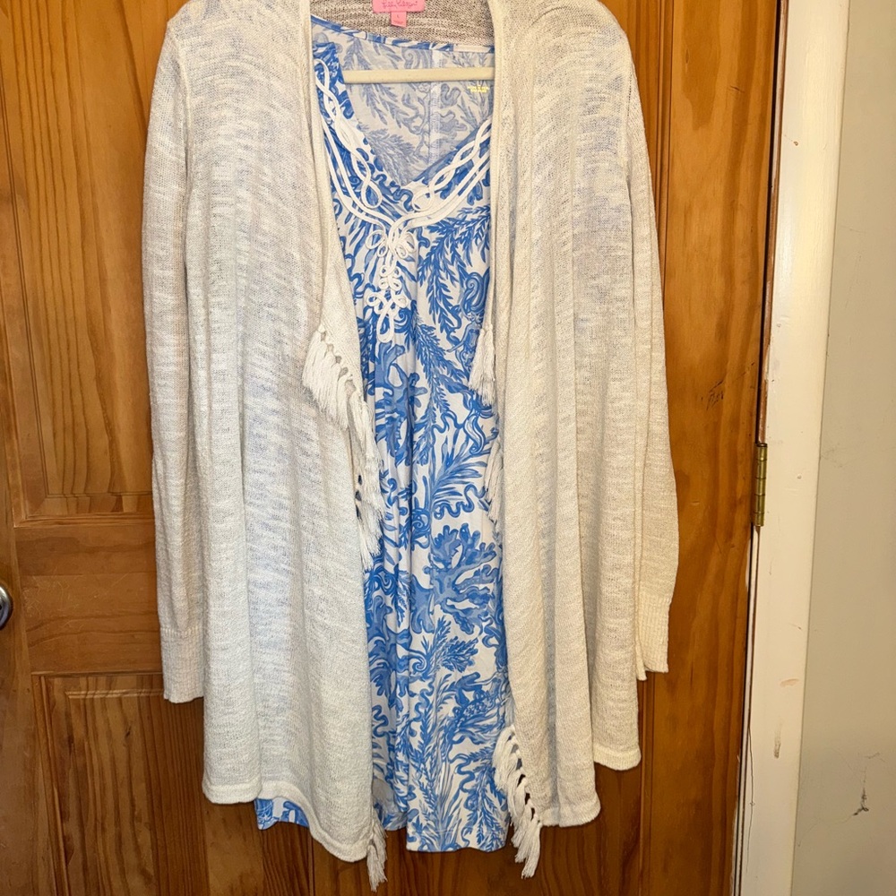 Lilly Pulitzer White Fringe Sweater